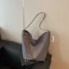 Bolso de hombro casual minimalista, bolso de axila de gran capacidad, bolso tote estudiantil para clase, bolsa de compras elegante de color liso para commuters