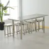 Mesa e cadeira de fast food 6 pessoas mesa e cadeira de refeitório banqueta suspensa de aço inoxidável mesa de jantar combinação de mesa e cadeira para refeitório escolar de empresa