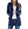 Suéter Cardigan Outono e Inverno Europeu e Americano da Amazon para Mulheres, Jaqueta de Tricô com Gola V de Botão Único e Manga Longa, Espessado e Corte Solto