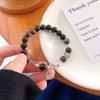 Pulsera de Obsidiana Estilo Nuevo Artístico Retro Estilo Chino Pulsera de Piedra Ojo de Gato Plata Pura 999 Joyería de Mano Pixiu