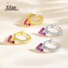 Brincos de Prata Esterlina S925 Estilo Japonês e Coreano com Zircônia Diamante Rosa Coração para Mulheres Doces Elegantes Versáteis Pequenos Simples Brincos de Estudante