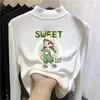 Camiseta térmica para niña con forro de polar, cuello semi-alto, camiseta gruesa, nuevo estilo otoño/invierno 2026, tejido cepillado, para niños de talla mediana y grande