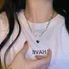 Collar de Corazón Negro para Mujer Lleno de Diamantes Diseño de Nicho Ins Moda Elegante Retro Versátil Cadena para la Clavícula