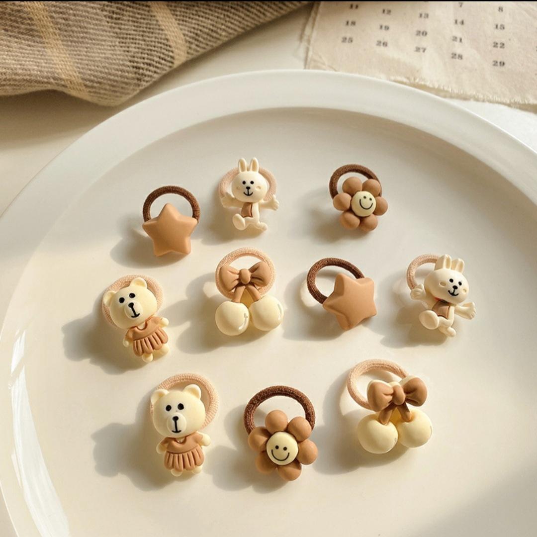 10件套~咖色儿童皮筋