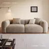 Sofá branco grande, veludo nuvem, casual, estilo xadrez retrô francês de alta qualidade, cor creme, sofá de tecido de linha reta para apartamento pequeno