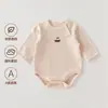 Mono de bebé tipo terciopelo alemán engrosado, Mameluco triangular de manga larga para primavera, otoño e invierno, Estilo casual unisex para recién nacidos