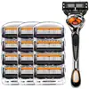 Navaja Manual Calidad Alemana Navaja Clásica con 5 Cuchillas Navaja de Afeitar para Hombre Cabezal de Hoja de Navaja Cinco Capas Universal