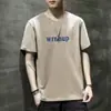 Camiseta Masculina Solta 2024 Nova de Manga Curta com Estampa de Letras Estilo Ins Tendência Camiseta de Meia Manga Verão Estilo Hong Kong