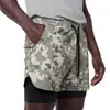 Nuevo Estilo Pantalones Cortos Deportivos de Músculo para Hombre Doble Capa Tejidos de Secado Rápido Camuflaje Fitness Deportivos Casuales Estilo Americano de Cinco Puntos para Hombre