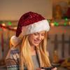 Nuevo Sombrero Decorativo Navideño de Atmósfera Sombrero de Lentejuelas de Doble Capa Sombrero de Felpa Haipai Sombrero Grueso de Pelo Largo Extra Grande para Adultos y Niños