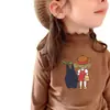 Camiseta Térmica Base para Niñas con Cuello Medio Alto Engrosado Cálido, Manga Larga para Otoño e Invierno con Borde Fruncido