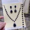 Moda europeia e americana verde azul vermelho strass colar brincos pulseira terno amazon explosões cor diamante cheio de três peças conjunto