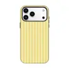 Grande estoque de capas de celular com película brilhante para iPhone, capa protetora listrada dois em um para iPhone 17 Pro Max