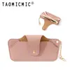 Moda Japonesa y Coreana Caja Portátil de Cuero PU para Guardar Gafas de Sol Bolsa para Gafas de Miopía de Estudiante Cubierta Protectora Se Puede Colgar en la Bolsa