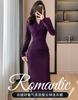 Vestido estilo hermana real para mujer, otoño 2024, nuevo, falso, de dos piezas, cintura pequeña, ajustado, manga larga, falda a la cadera