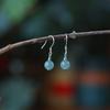 Brincos de jadeíta A Goods Natural Blue Water Material 925 Tremella Line Ice Penetrant Estilo chinês Brincos de ouro 14k Live Supply