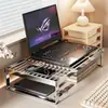 Soporte para laptop, escritorio elevado para dormitorio, plataforma para elevar el monitor, rejilla de enfriamiento de arte de hierro, base de enfriamiento