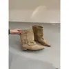 Primer Encuentro Jifa Botines Cortos de Punta Francesa Hebilla de Cuero Botas de Pantalón para Mujer 2026 Otoño/Invierno Nuevos Botas Martin de Tacón Grueso Holiday West