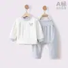 Conjunto de Roupa Íntima Térmica de Lã para Bebê Inverno Infantil Calça de Cintura Alta Proteção da Barriga com Fundo Grande Roupas Separadas de Outono para Crianças