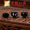Acessórios Gato da Sorte de Ébano Arte Escultura em Madeira Ming Xianyuan Ornamento de Gato de Olhos Grandes Pingente para Celular Acessórios de Chaveiro