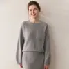 Suéter de Cachemira para Mujer Suéter de Cuello Redondo Cálido Jersey de Punto Prenda Base con Bolsillo Diagonal Diseño Otoño e Invierno Nuevo Engrosado Ropa Interior