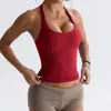 Ropa de yoga dfyne estilo top sin mangas con cuello halter y espalda bonita para mujer, con copas incorporadas que no se mueven, alta elasticidad, transpirable, no restrictivo, para fitness
