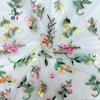 Nuevo Tejido de Malla Bordado Multicolor Vestido Hanfu Cheongsam Ropa de Actuación Tejido de Malla Bordado Floral Multicolor