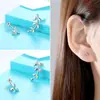 Pendientes Asimétricos de Hoja de Plata Pura S999 para Mujer, Pendientes de Rama Frescos y Sencillos, Pequeños y Delicados Accesorios para Orejas