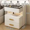 2026 Mesa de noche inteligente para dormitorio, hogar, carga inalámbrica, cerradura de huellas dactilares, gabinete de noche con almacenamiento, cerradura de contraseña