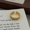 Anéis Empilháveis Dourados Esmaltados Florais Esculpidos Estilo Palácio de Luxo Nicho Estilo Chinês Retro Dopamina Novo Estilo Chinês