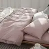 Juego de cuatro piezas de algodón 100% teñido en hilo y lavado, algodón puro, sin marca, suministrado por el fabricante, funda de edredón de alta calidad, sábana bajera de estilo japonés, ropa de cama al por mayor