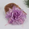 2025 Seis Hojas Cabeza de Flor Grande Sombrero de Flor Ropa de Flor Amazon Moda Europea y Americana Tela Brillante Pluma Flor Artificial 910