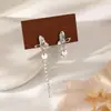 Nuevos Pendientes de Borlas con Pedrería, Diseño de Mariposa y Flor, Perlas S925 como Cierres, Pendientes Largos Elegantes y con Estilo que Hacen que el Rostro Parezca Más Delgado