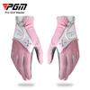 Luvas de golfe PGM, luvas de couro PU de golfe feminino, um par de luvas desportivas ao ar livre com partículas antiderrapantes