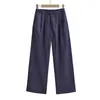 Nuevos pantalones de otoño con caída, cintura alta y cintura elástica, versátiles, adelgazantes, de pierna ancha recta holgada, de largo hasta el suelo, casuales