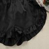 Pijama de Seda Artificial para Mujer Otoño e Invierno Europeo y Americano, Camisón de Manga Larga, Top de Tubo, Pantalones Cortos con Volantes, Conjunto de Tres Piezas, Ropa de Casa Transfronteriza