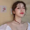 Celebridade popular online pequeno coração vermelho Pérola amor corrente clavícula colar feminino alça de pescoço colar simples coreano em forma de coração presente feminino