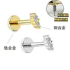 Liga de Titânio F136 Barra de Titânio Implante Médico-Grau Coração Stud Interno Dental Lábio Stud Brinco Stud Osso da Orelha Stud Joia de Zircônia com Cobre Inlaid