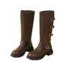 Botas largas de algodón forradas de felpa marrón para mujer, nueva colección otoño/invierno 2026, populares botas de montar estilo retro, botas de vaquero western