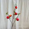 Flores Artificiais de Romã Estilo Chinês com Folhas, Galhos de Romã, Decoração de Casa para o Ano Novo, Balde da Fortuna de Espuma de Frutas, Materiais de Flores Artificiais