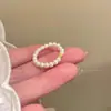 Anillo de Cuentas de Perlas de Lazo para Mujer Estilo Coreano Ins Diseño Nicho Anillo de Dedo Lujo Ligero Sensación de Alta Gama Anillo Apilable