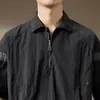 Camisa Polo Masculina de Manga Curta Estilo Americano Retrô para Montanha, Camiseta de Secagem Rápida para o Verão com Gola Meio Zíper para Homens
