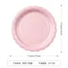Talheres Descartáveis Atacado Amazon Transfronteiriço, Pratos de Papel Cor Sólida, Copos de Papel, Sobremesas de Festa de Aniversário Estilo Moderno