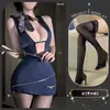 Lingerie Sexy, Uniforme Sexy de Aeromoça com Saia que Cobre o Bumbum, Puro Desejo, Não Precisa Tirar, Tentação Proibida, Conjunto de Pijama Qqny para Mulheres