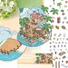 Adesivos de Paisagismo para Restaurante Tubarão Micro-Tinta Estéreo Miniatura Visual 3D Cena de Cabana Desenho Animado Infantil Adesivos de Paisagismo Descompressão