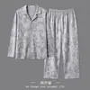 Pijama para hombre de manga larga, tipo algodón, nuevo estilo otoño/invierno, hecho de algodón, se puede usar como ropa exterior, diseño de frente abierto, adecuado para principios de primavera, conjunto de hombre, delgado