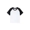 Camiseta básica de algodón puro 210g para niños, manga corta raglán, unisex, color liso, corte holgado, transpirable con logo estampado, para el verano