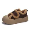 Tênis de Inverno Estilo Coreano Dedo Grande Pão Velcro Forrado com Lã de Cordeiro Sapatos Preguiçosos Slip-On Femininos Xy-A711