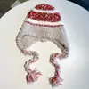 Nuevo Gorro de Lana Gruesa de Otoño e Invierno, Gorro de Lana Tejido Estilo Étnico para Mujer, Versión Coreana, Gorro Cálido Protector de Orejas que Hace que la Cara Parezca Más Pequeña