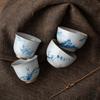 Taza de té de cerámica pintada a mano, taza individual grande vintage de porcelana azul y blanca, juego de té de kung fu, taza de té para el hogar, taza maestra